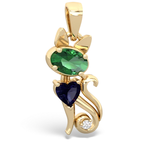 Lab Emerald Lab Created Emerald with Genuine Sapphire Kitten pendant Pendant