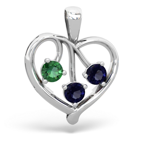lab emerald-sapphire love heart pendant