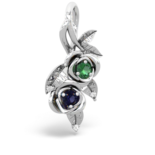 Lab Emerald Lab Created Emerald with Genuine Sapphire Rose Vine pendant Pendant