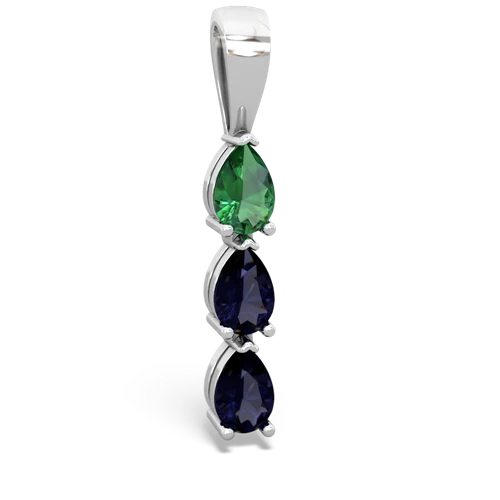 Lab Emerald Lab Created Emerald with Genuine Sapphire and  Three Stone pendant Pendant