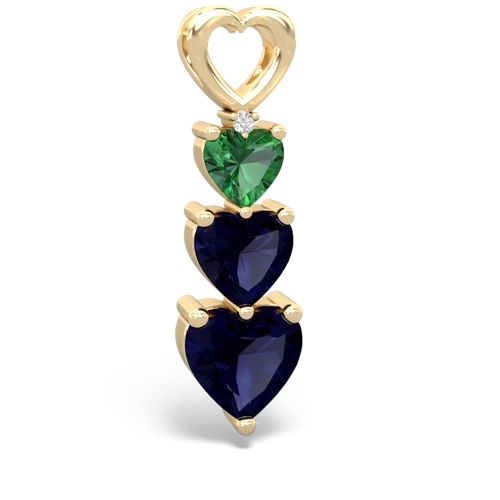 Lab Emerald Lab Created Emerald with Genuine Sapphire and Genuine Aquamarine Past Present Future pendant Pendant