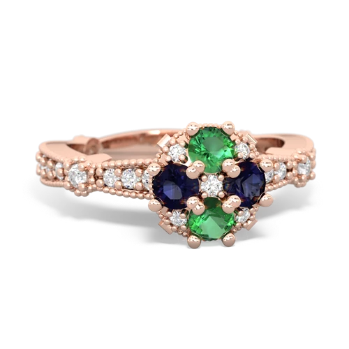 lab emerald-sapphire art deco engagement ring