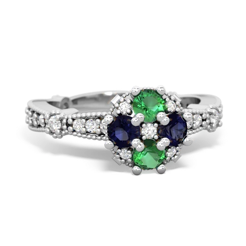 lab emerald-sapphire art deco engagement ring