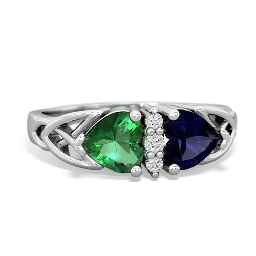 Lab Emerald Lab Created Emerald with Genuine Sapphire Celtic Trinity Knot ring Ring