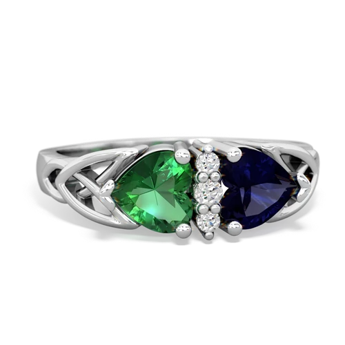 lab emerald-sapphire celtic ring