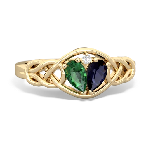 Lab Emerald Lab Created Emerald with Genuine Sapphire Celtic Love Knot ring Ring