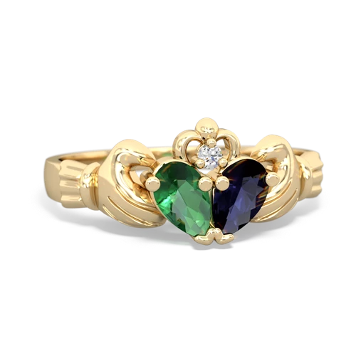 Lab Emerald Lab Created Emerald with Genuine Sapphire Claddagh ring Ring