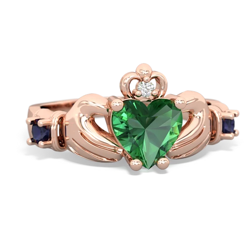 Lab Emerald Lab Created Emerald with Genuine Sapphire and Lab Created Emerald Claddagh ring Ring