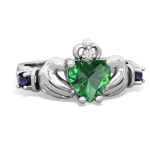 lab emerald-sapphire claddagh ring