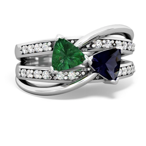 Lab Emerald Lab Created Emerald with Genuine Sapphire Bowtie ring Ring