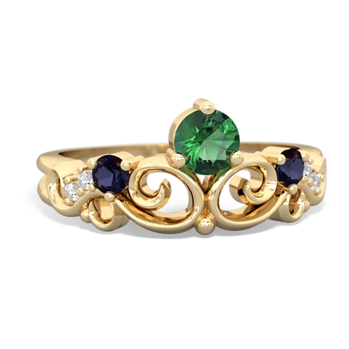 lab emerald-sapphire crown keepsake ring