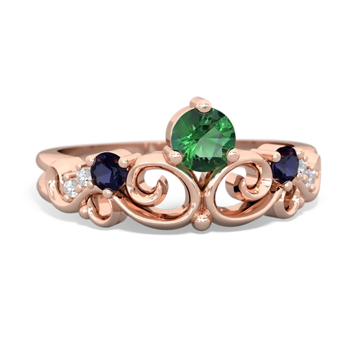 lab emerald-sapphire crown keepsake ring