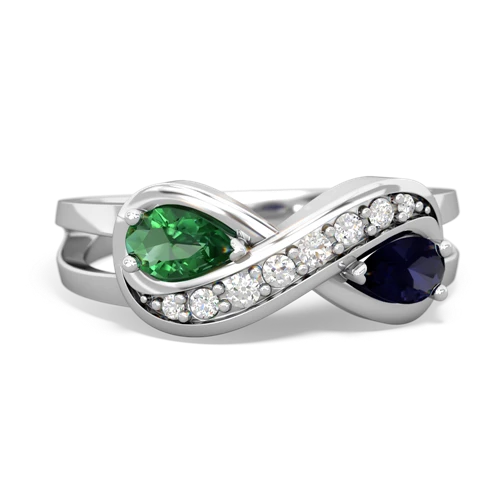 Lab Emerald Lab Created Emerald with Genuine Sapphire Diamond Infinity ring Ring