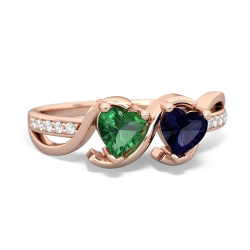 Lab Emerald Lab Created Emerald with Genuine Sapphire Side by Side ring Ring