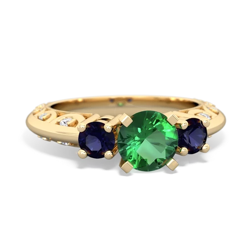 Lab Emerald Lab Created Emerald with Genuine Sapphire Art Deco ring Ring