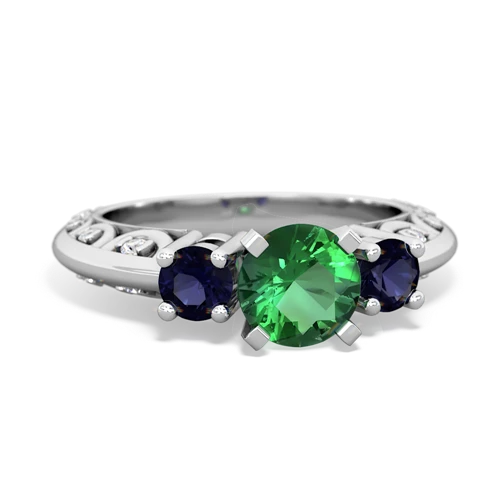 lab emerald-sapphire engagement ring