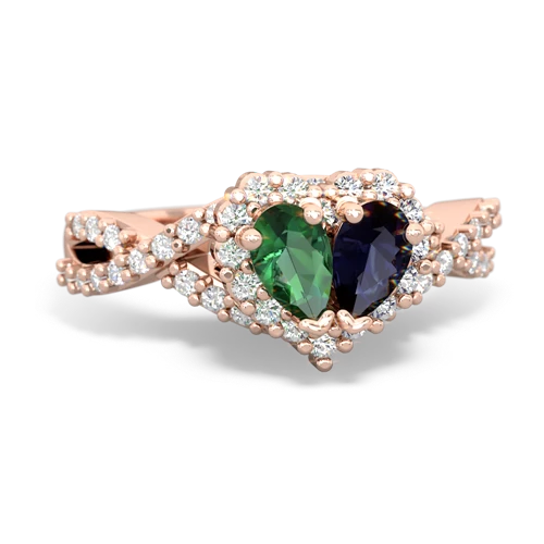 lab emerald-sapphire engagement ring