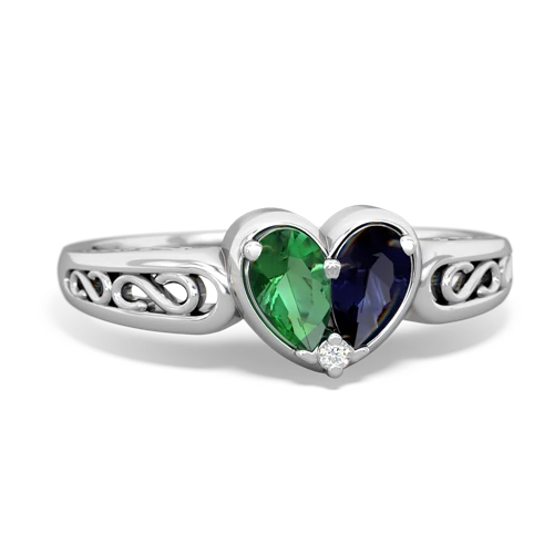 lab emerald-sapphire filligree ring