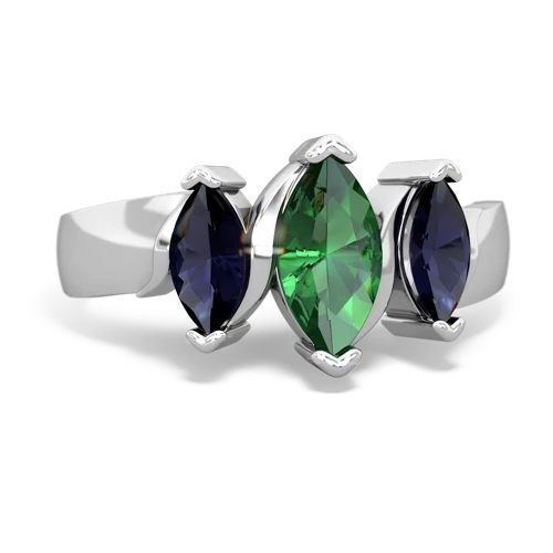 Lab Emerald Lab Created Emerald with Genuine Sapphire and Genuine Aquamarine Three Peeks ring Ring