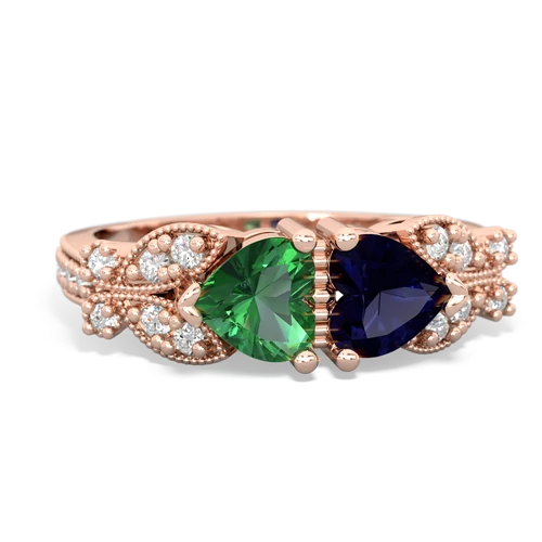 lab emerald-sapphire keepsake butterfly ring