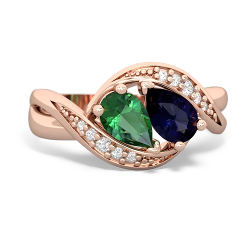 lab emerald-sapphire keepsake curls ring