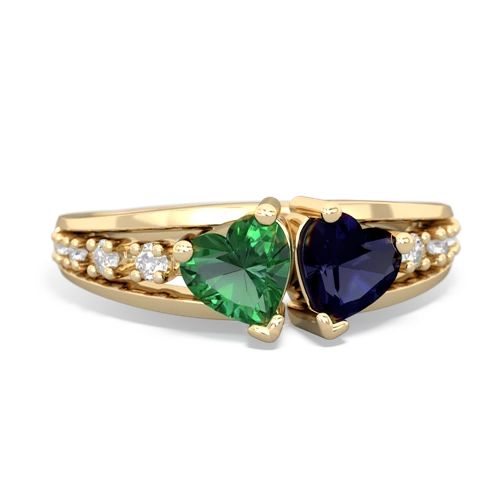 Lab Emerald Lab Created Emerald with Genuine Sapphire Heart to Heart ring Ring