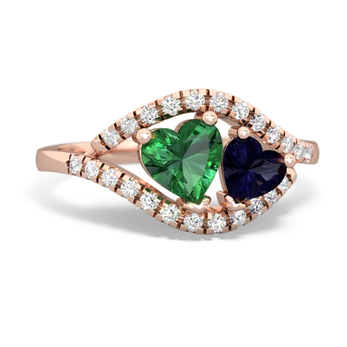 Lab Emerald Lab Created Emerald with Genuine Sapphire Mother and Child ring Ring