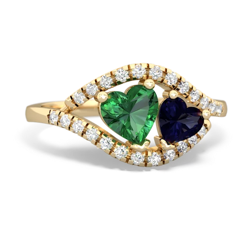 lab emerald-sapphire mother child ring