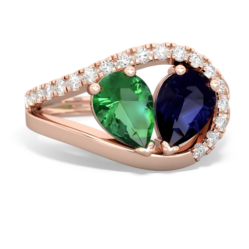 Lab Emerald Lab Created Emerald with Genuine Sapphire Nestled Heart Keepsake ring Ring