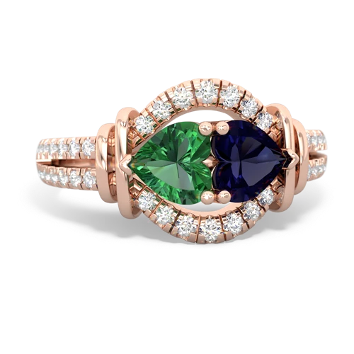 Lab Emerald Lab Created Emerald with Genuine Sapphire Art-Deco Keepsake ring Ring