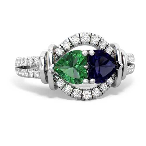 lab emerald-sapphire pave keepsake ring