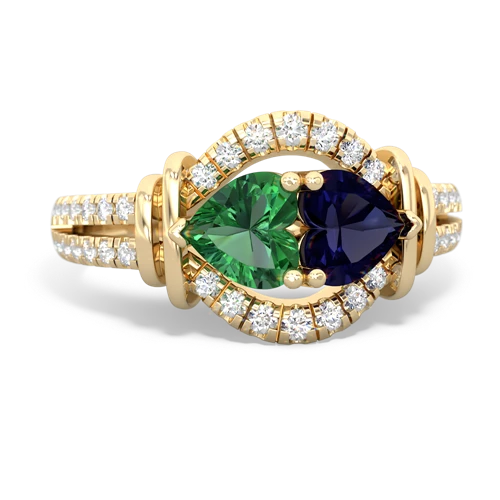 lab emerald-sapphire pave keepsake ring