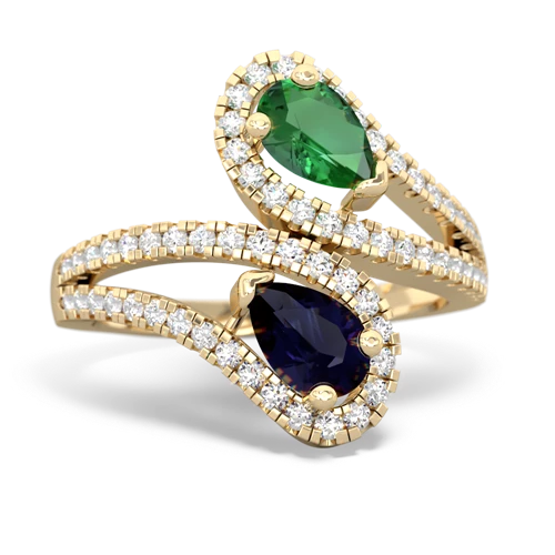 Lab Emerald Lab Created Emerald with Genuine Sapphire Diamond Dazzler ring Ring