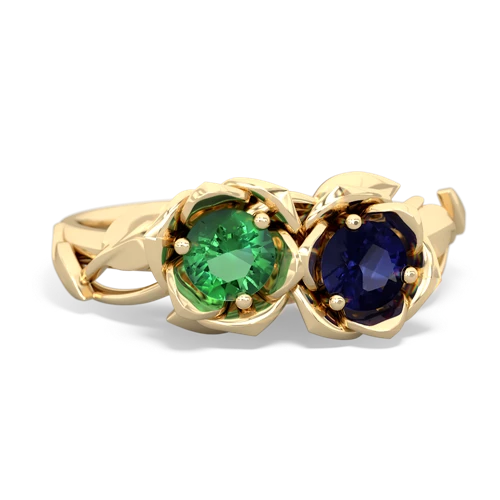Lab Emerald Lab Created Emerald with Genuine Sapphire Rose Garden ring Ring
