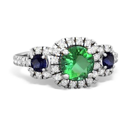 lab emerald-sapphire three stone regal ring