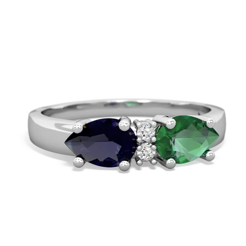 Lab Emerald Lab Created Emerald with Genuine Sapphire Pear Bowtie ring Ring