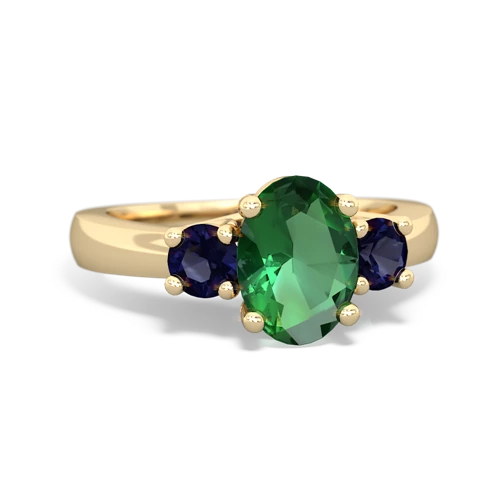 Lab Emerald Lab Created Emerald with Genuine Sapphire Three Stone Trellis ring Ring