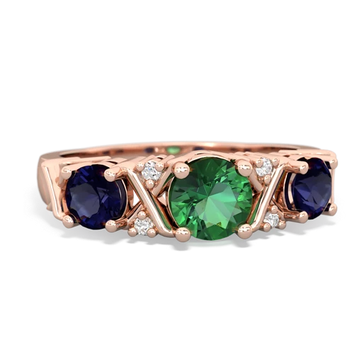 Lab Emerald Lab Created Emerald with Genuine Sapphire and  Hugs and Kisses ring Ring
