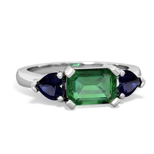 Lab Emerald Lab Created Emerald with Genuine Sapphire and Genuine Sapphire Three Stone ring Ring