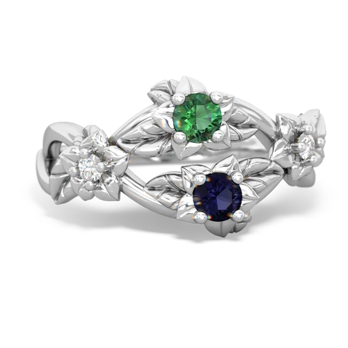 Lab Emerald Lab Created Emerald with Genuine Sapphire Sparkling Bouquet ring Ring