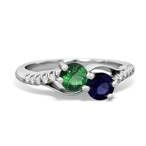 Lab Emerald Lab Created Emerald with Genuine Sapphire Two Stone Infinity ring Ring