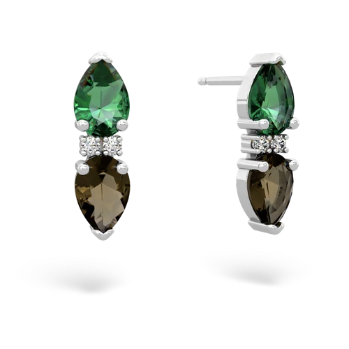 lab emerald-smoky quartz bowtie earrings