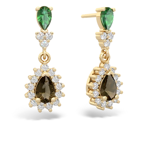 lab emerald-smoky quartz dangle earrings