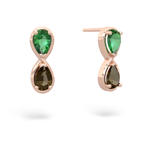 lab emerald-smoky quartz infinity earrings