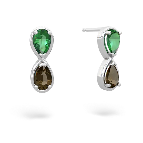 lab emerald-smoky quartz infinity earrings