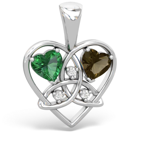 Lab Emerald Lab Created Emerald with Genuine Smoky Quartz Celtic Trinity Heart pendant Pendant