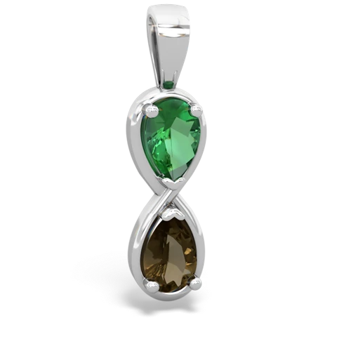 lab emerald-smoky quartz infinity pendant