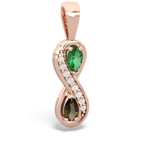 lab emerald-smoky quartz keepsake infinity pendant