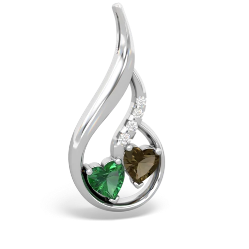 Lab Emerald Lab Created Emerald with Genuine Smoky Quartz Keepsake Curves pendant Pendant