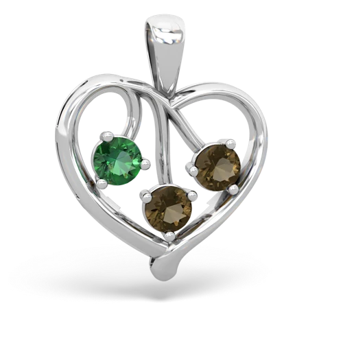 lab emerald-smoky quartz love heart pendant